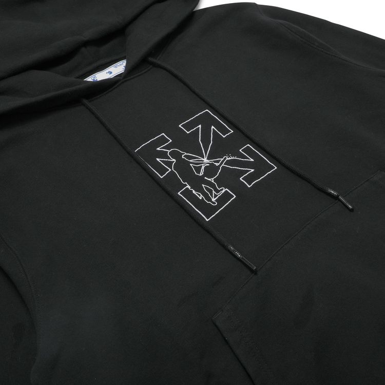 Off White Workers Logo Slim Hoodie BlackWhite