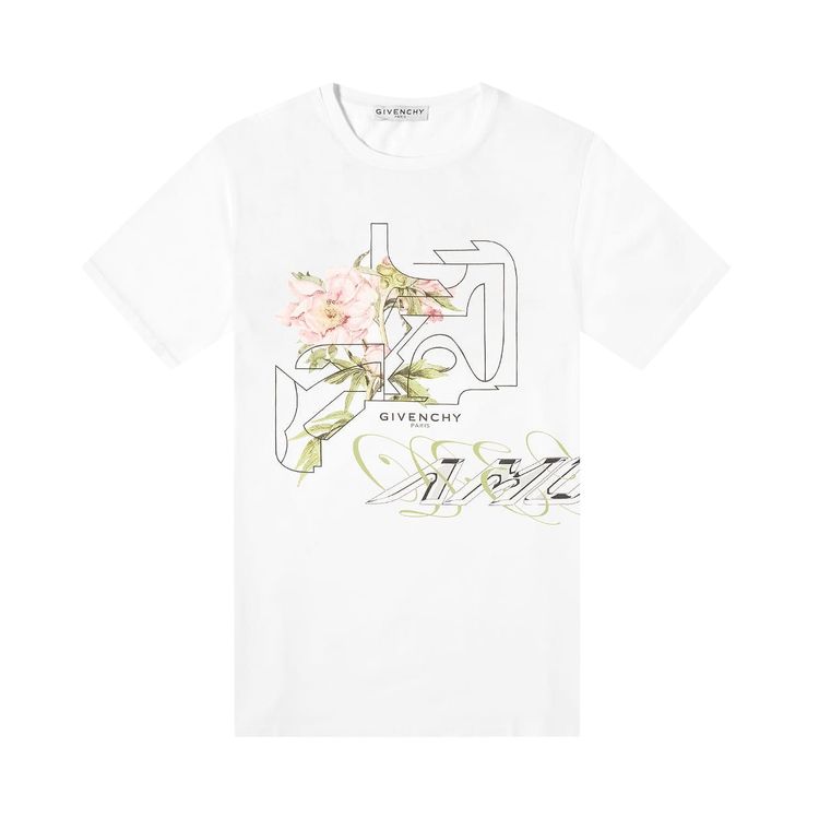 Givenchy Short Sleeve Floral T Shirt White