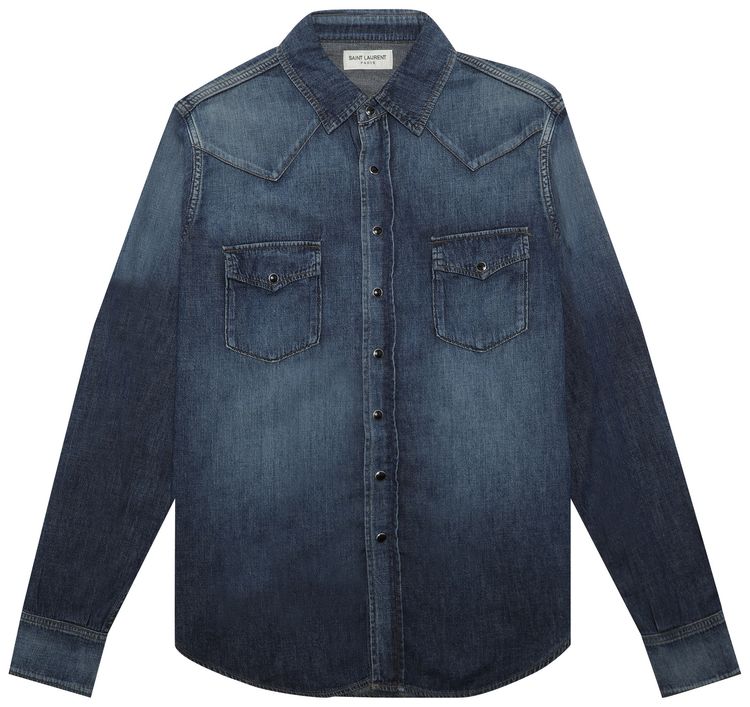 Saint Laurent Classic Western Shirt Dirty Med Vinta Blue