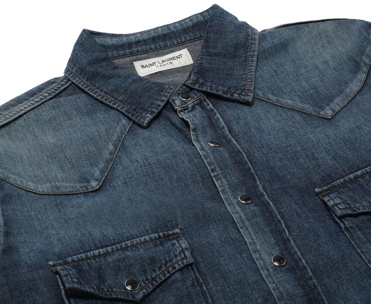 Saint Laurent Classic Western Shirt Dirty Med Vinta Blue