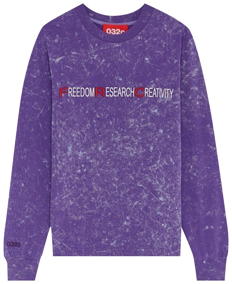 032C Acid Wash Long Sleeve With Chest Embroidery Purple