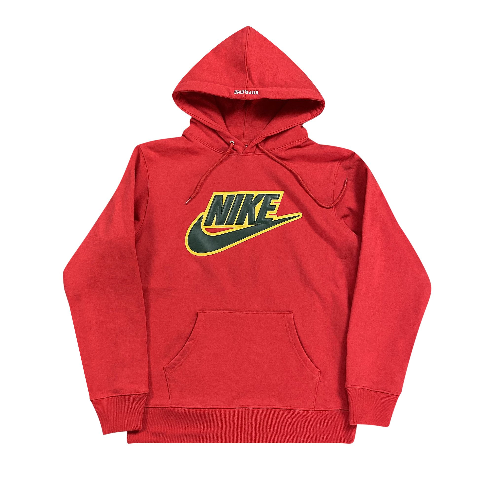 Supreme x Nike Leather Appliqué Hooded Sweatshirt Red 'Red'