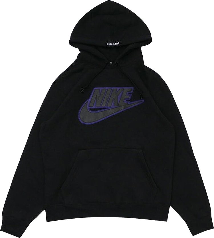 Supreme x Nike Leather Appliqué Hooded Sweatshirt Black 'Black'