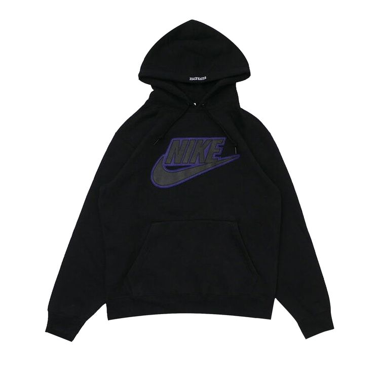 Buy Supreme x Nike Leather Appliqué Hooded Sweatshirt Black  