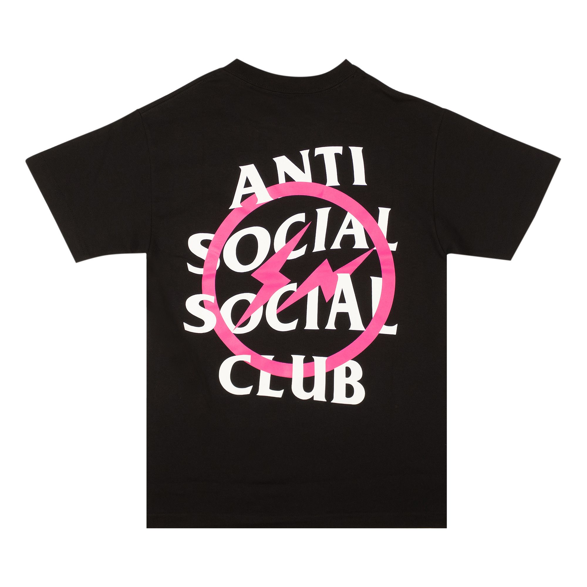 Buy Anti Social Social Club x Fragment Design Pink Bolt Tee 'Black' - 0657  1FW190103FPBT BLAC | GOAT