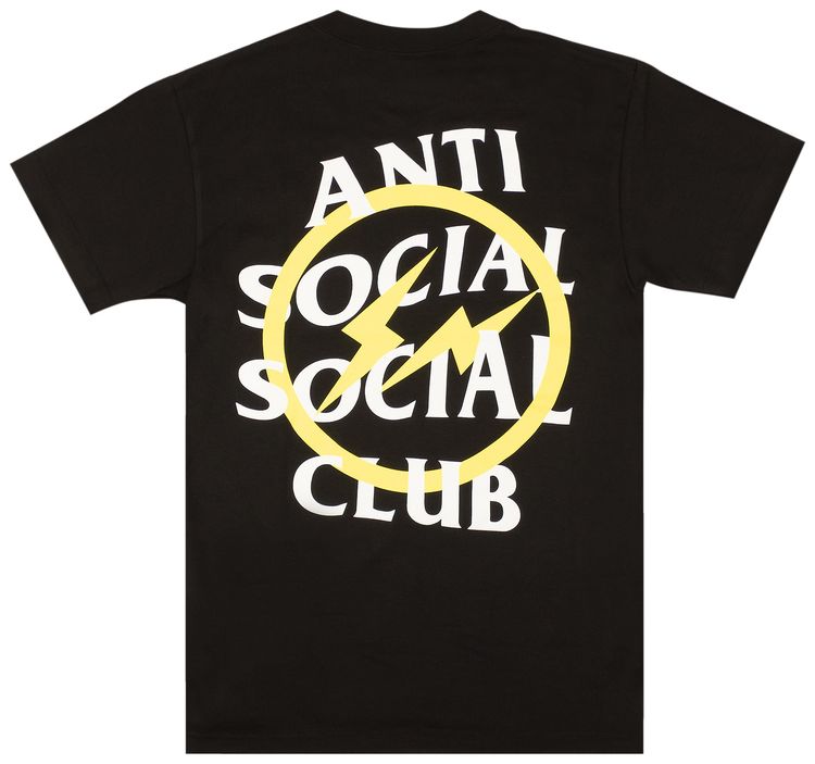 Anti Social Social Club x Fragment Design Yellow Bolt Tee Black