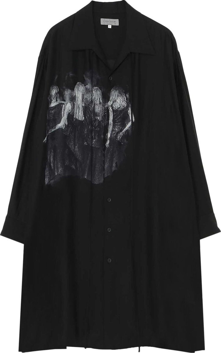 Yohji Yamamoto Pour Homme Dress Print String Shirt 'Black'