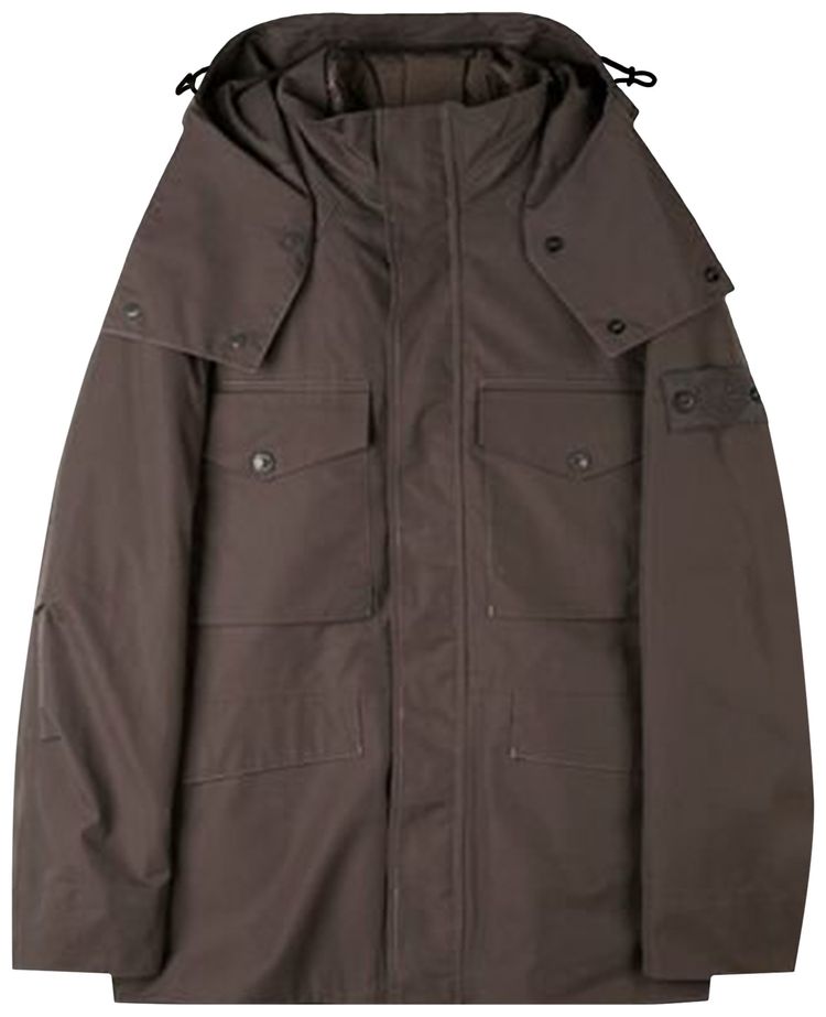 Stone Island Detachable Hooded Down Jacket Dark Grey