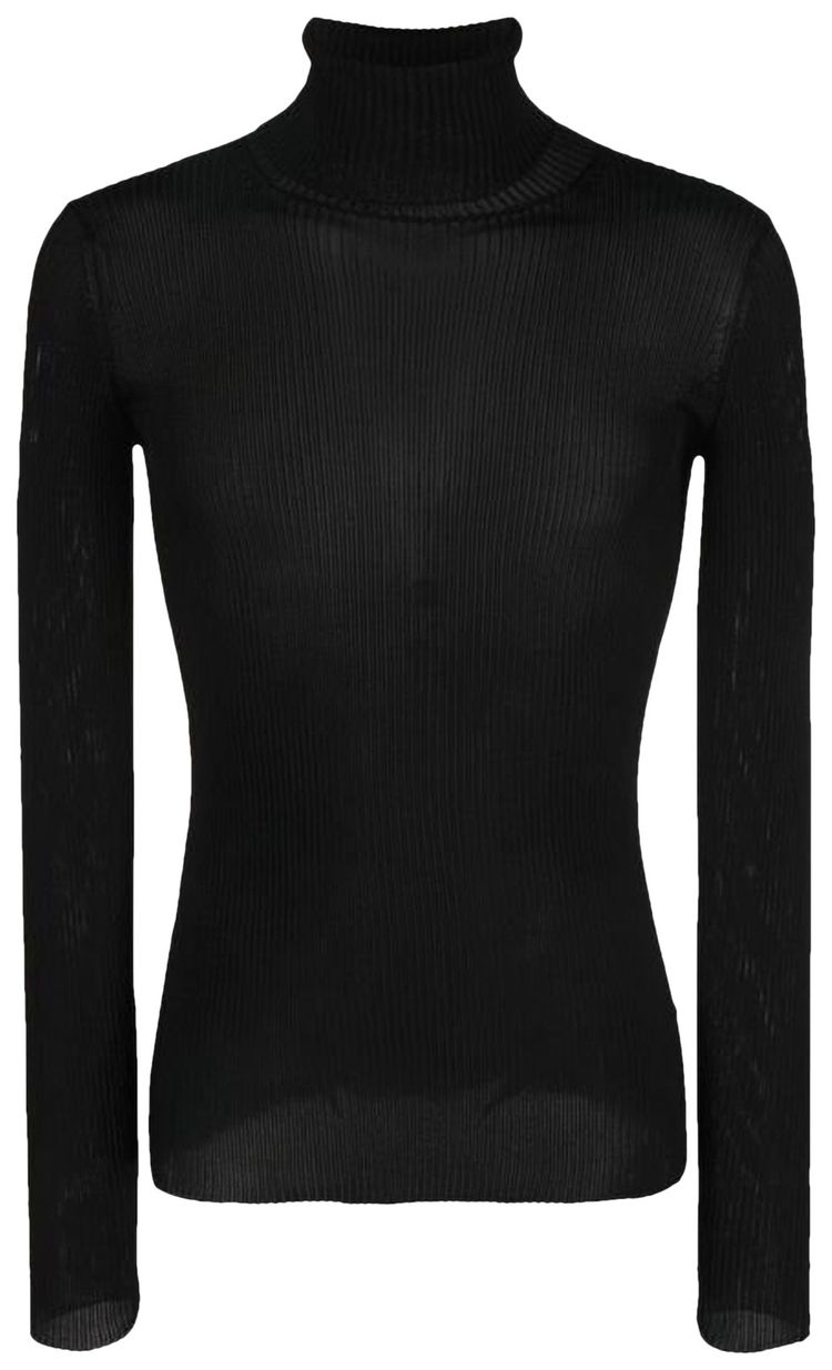 Off White Helvet Fine Knit Rib Turtlneck Black