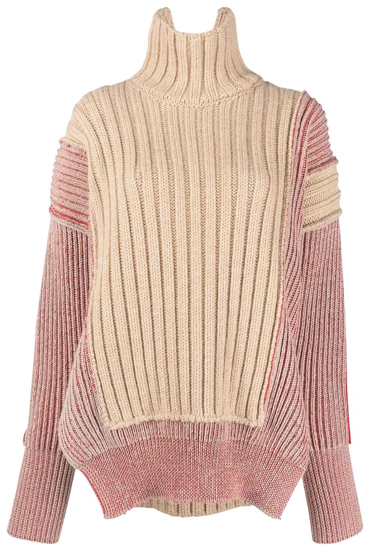 MM6 Maison Margiela Chunky Ribbed Knit Relaxed Sweater Ecru