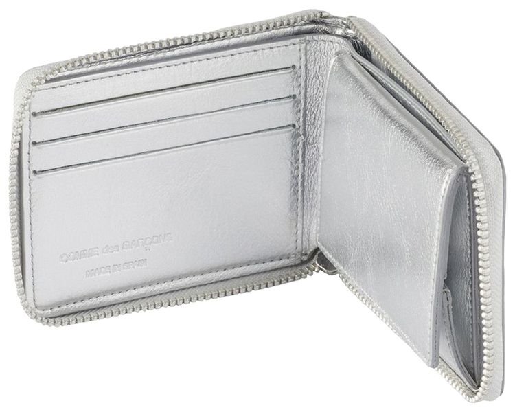 Comme des Garcons Wallet Gold Line U Zipper Wallet Silver