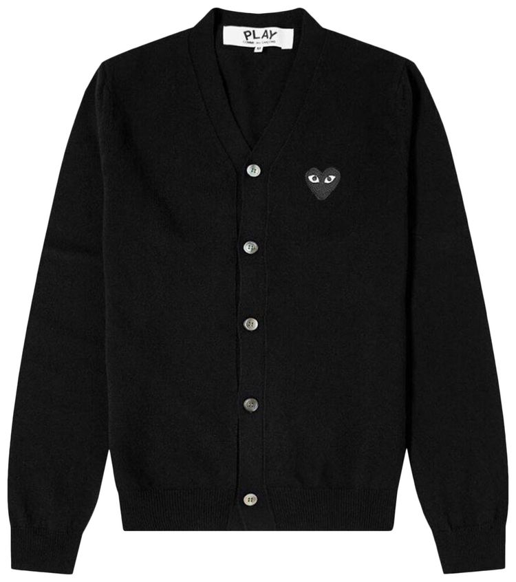 Comme des Garcons PLAY Small Heart Cardigan Black
