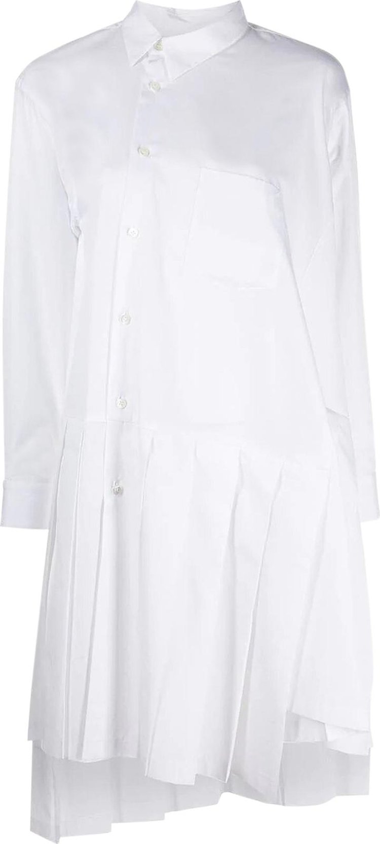 Comme des Garçons Asymmetrical Pleated Shirt Dress 'White'