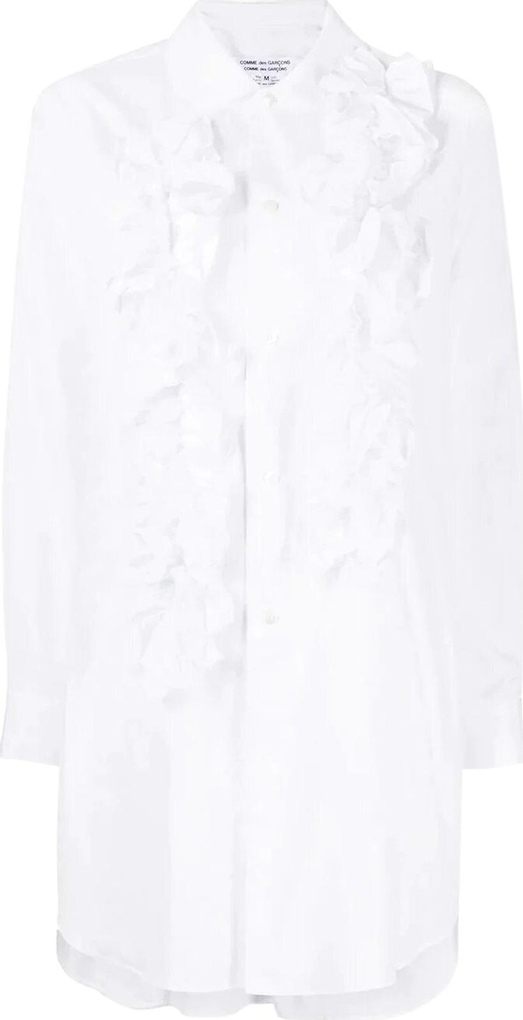 Comme des Garçons Flower Pleated Long Shirt 'White'