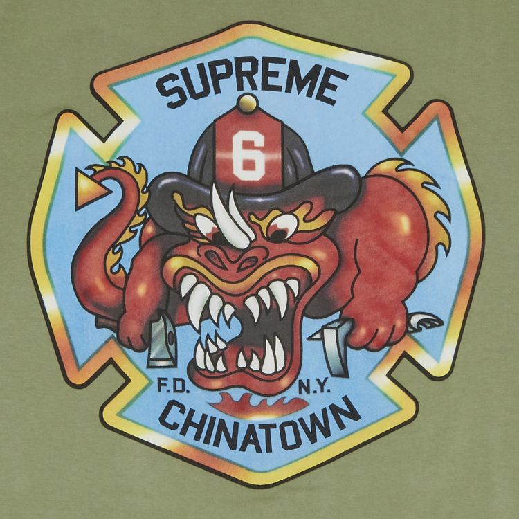 Supreme FDNY Engine 9 Tee Light Olive
