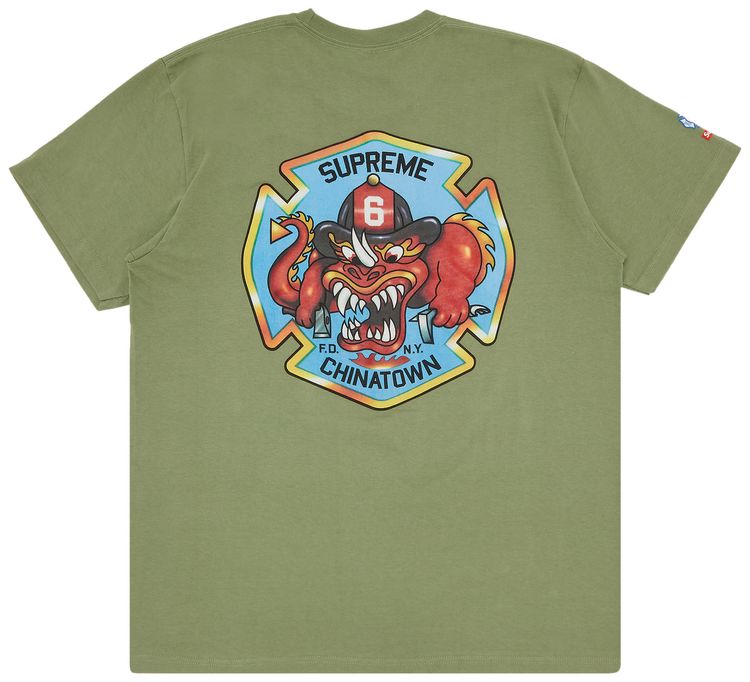 Supreme FDNY Engine 9 Tee Light Olive