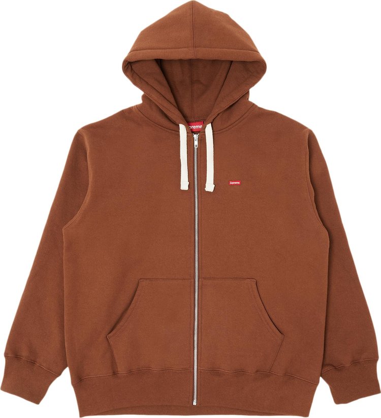 Supreme Small Box Drawcord Zip Up Hooded Sweatshirt 'Brown'