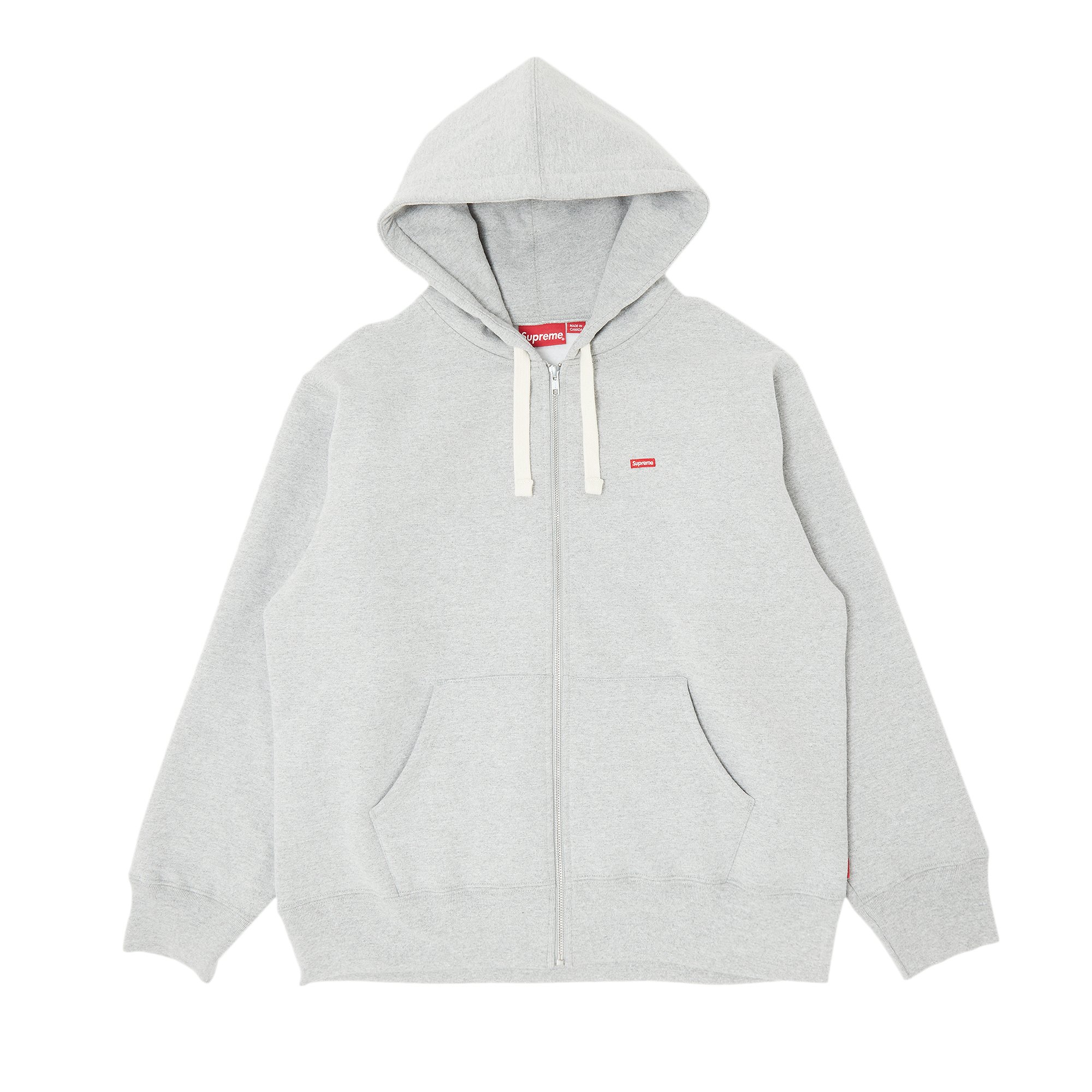 Supreme Small Box Drawcord Zip Up Hooded Sweatshirt 'Heather Grey'