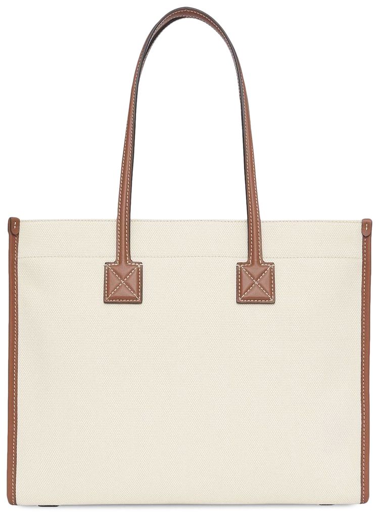Burberry Two Tone Canvas And Leather Small Freya Tote NaturalTan