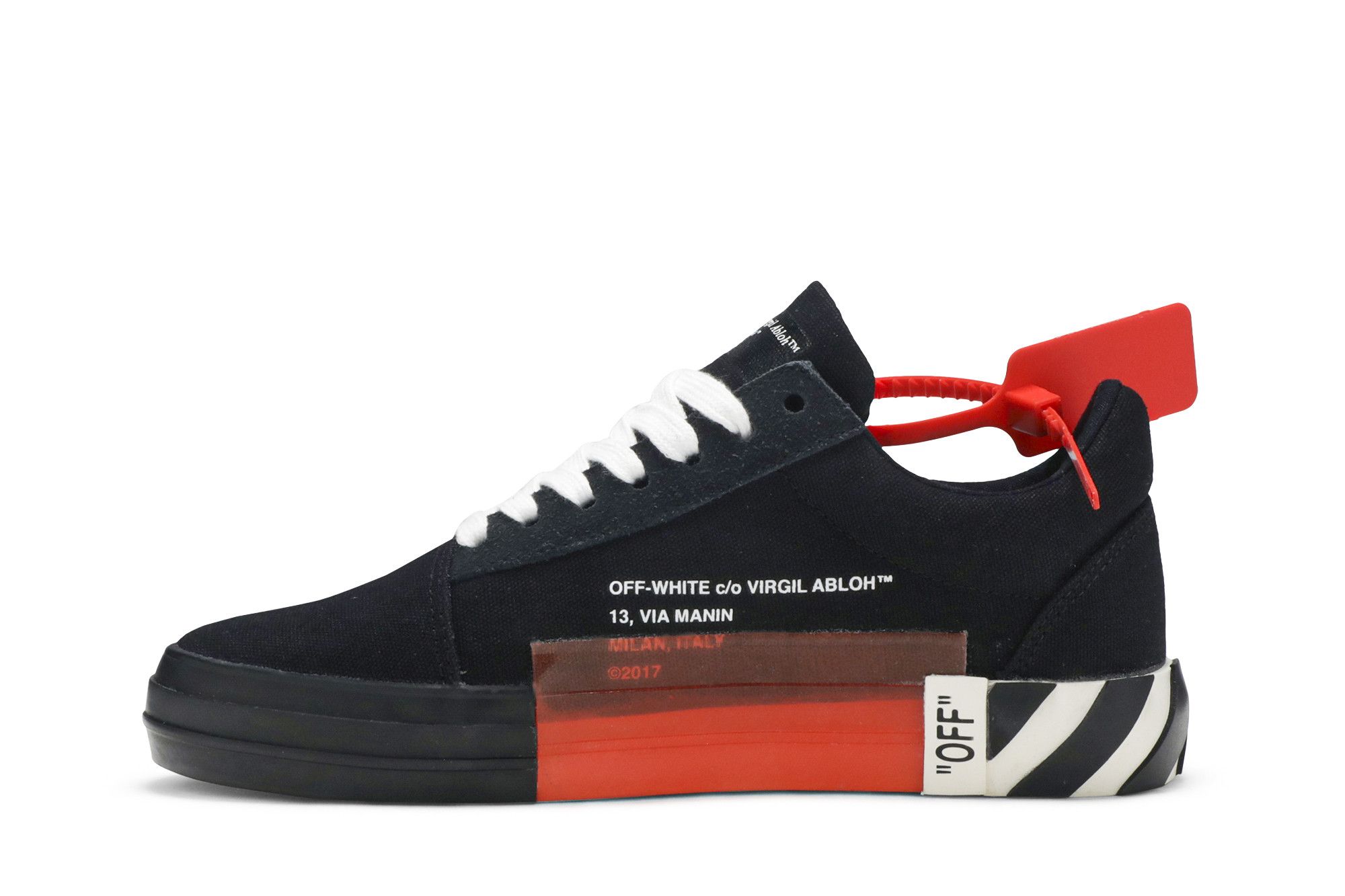 Size 8.5 Off White Wmns Vulc Low Top Black