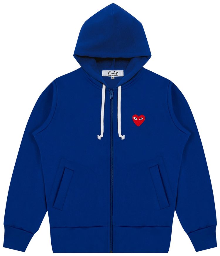 Comme des Garcons Play Zip Up Hoodie With Red Heart Blue