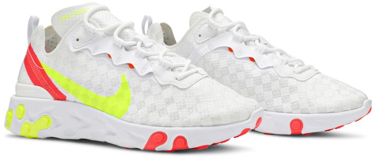 Nike React Element 55 Checkered White Crimson Volt