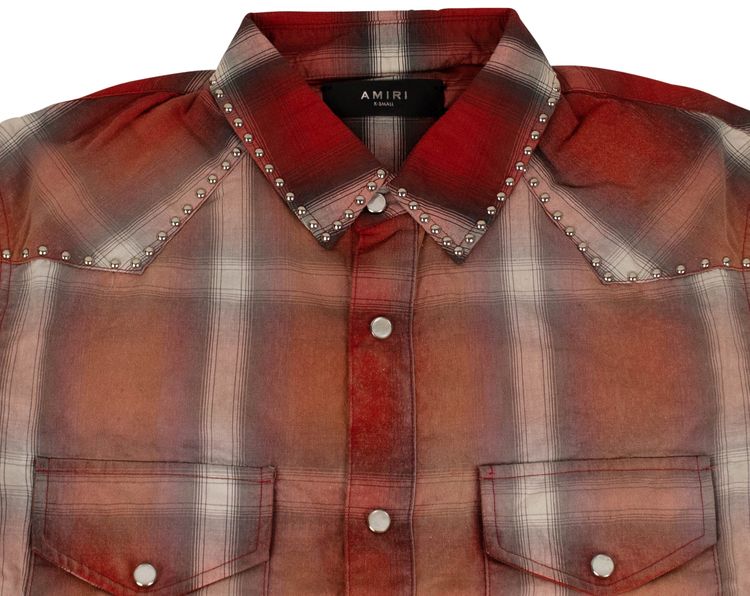 Amiri Western Plaid Button Down Shirt Orange