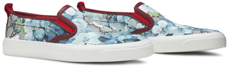 Gucci Wmns GG Supreme Canvas Slip On Blue Floral