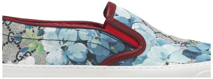 Gucci Wmns GG Supreme Canvas Slip On Blue Floral