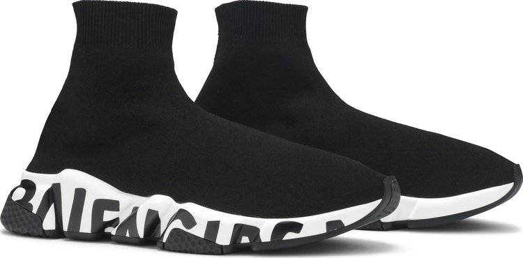 Balenciaga Speed Trainer Graffiti   Black White