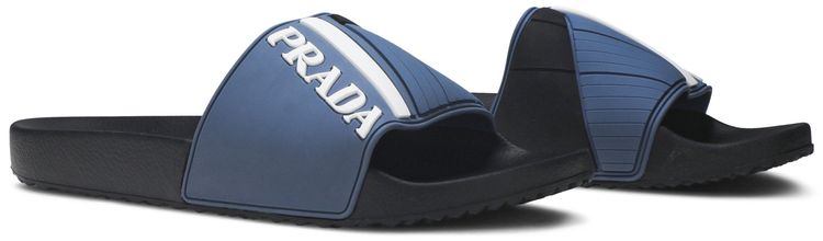 Prada Logo Rubber Slide Blue
