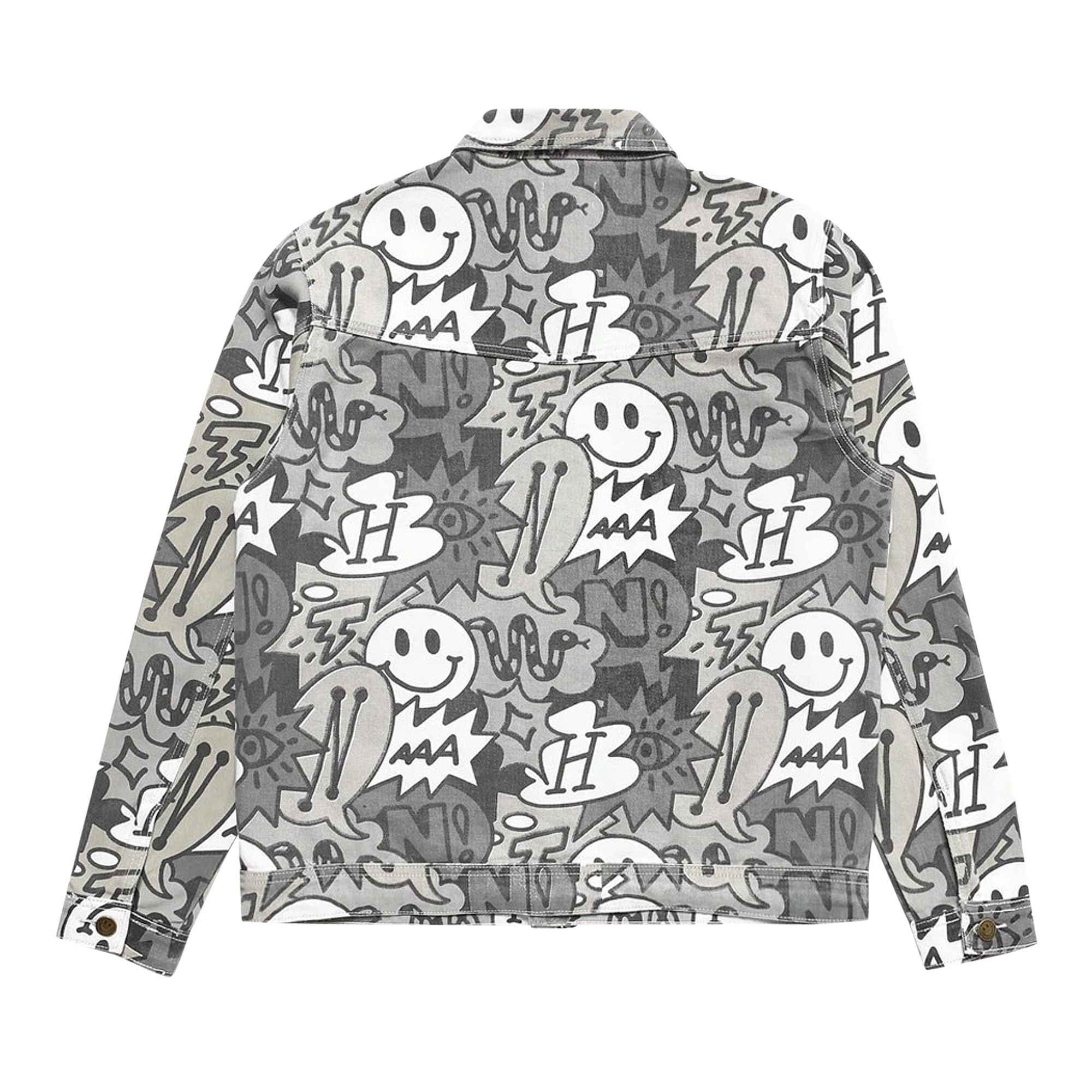 Buy Chinatown Market Smiley Speech Bubble Denim Jacket 'Black