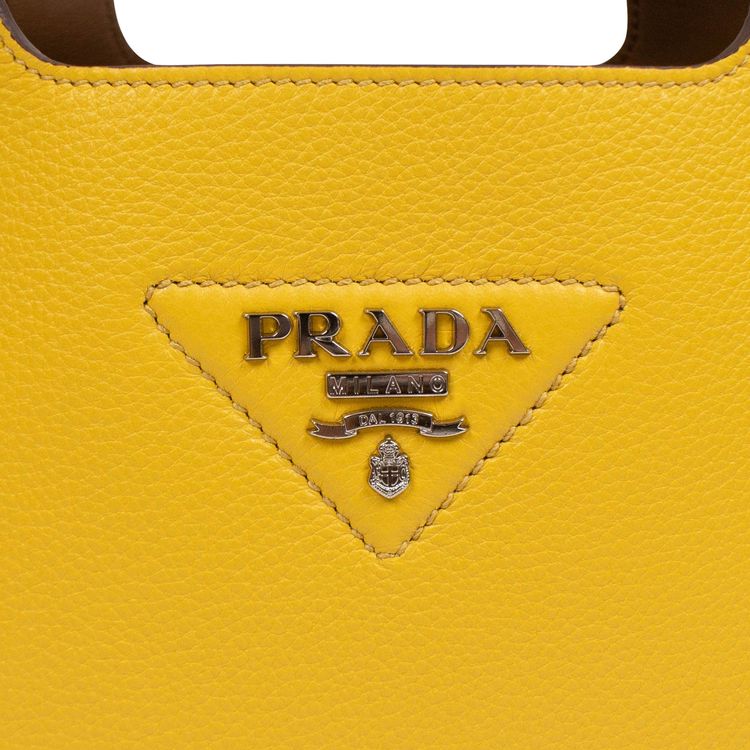 Prada Double Top Handle Medium Handbag Yellow