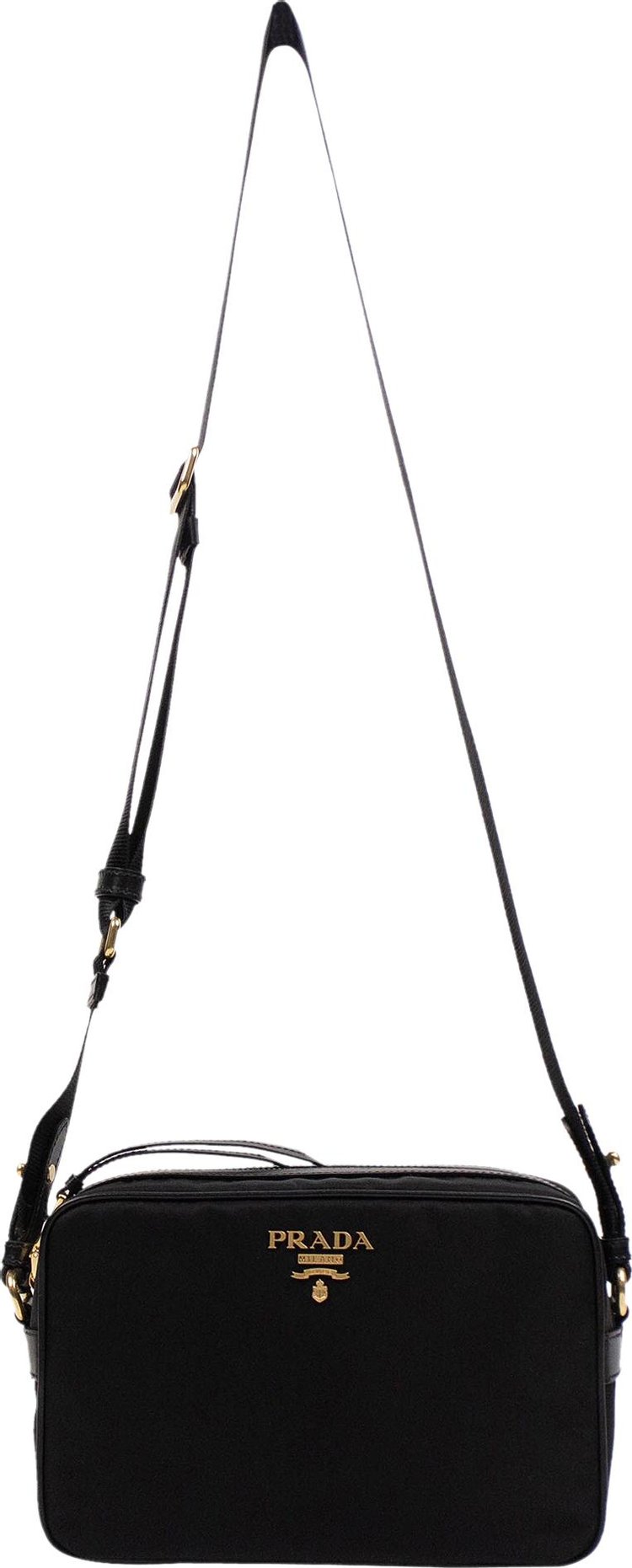 Buy Prada Nylon Gold Logo Small Cross-Body Shoulder Bag 'Black' - 1BH089  QXO F002 V OWW
