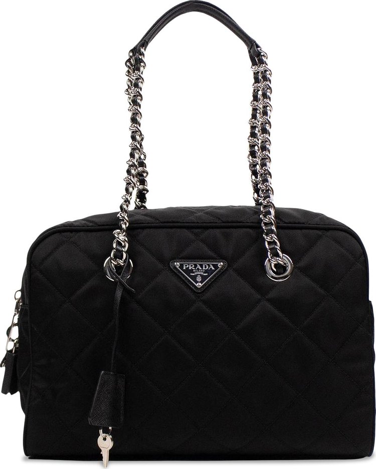 Buy Prada Quilted Nylon Chain Shoulder Strap Medium Handbag 'Black' -  1BB903 2AS3 F002 V OOM
