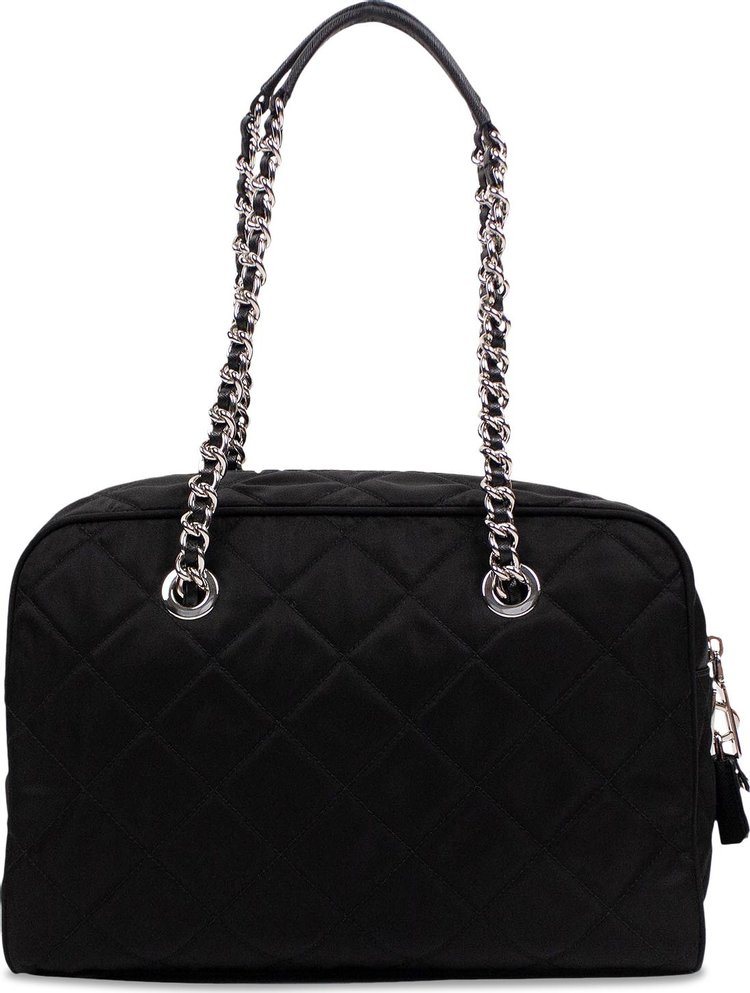 Prada Quilted Nylon Chain Shoulder Strap Medium Handbag Black