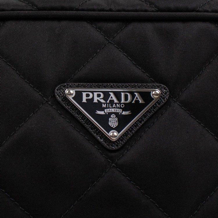 Prada Quilted Nylon Chain Shoulder Strap Medium Handbag Black