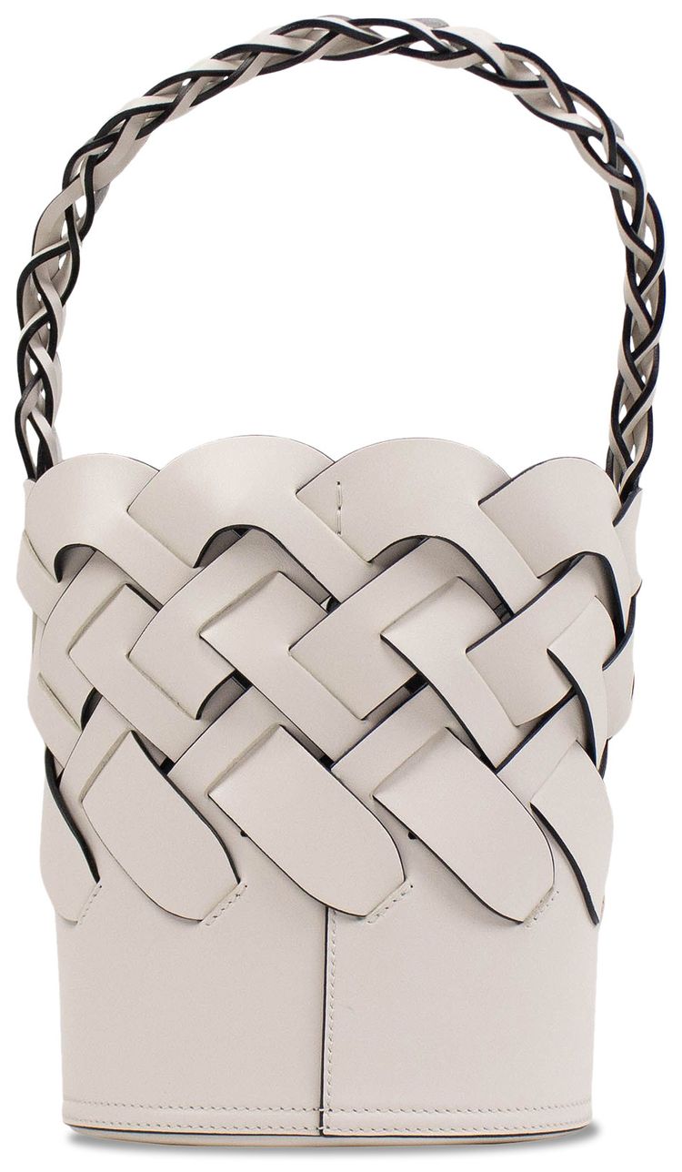 Prada Tress Large Woven Bucket Bag White