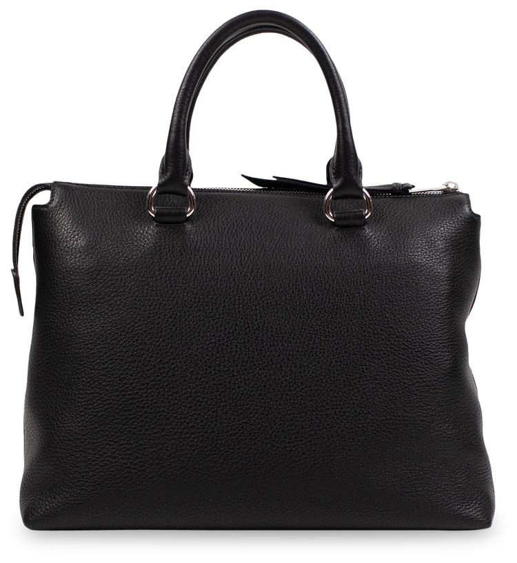 Prada Calf Leather Dual Top Handle Medium Handbag Tote Black