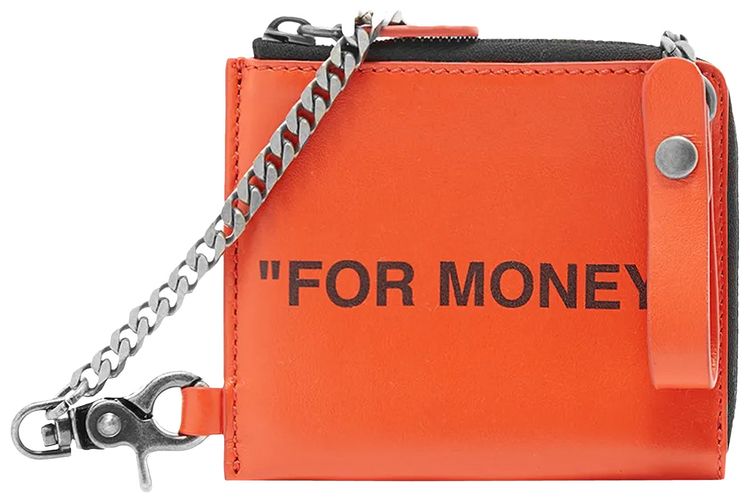 Off White Quote Chain Wallet Orange