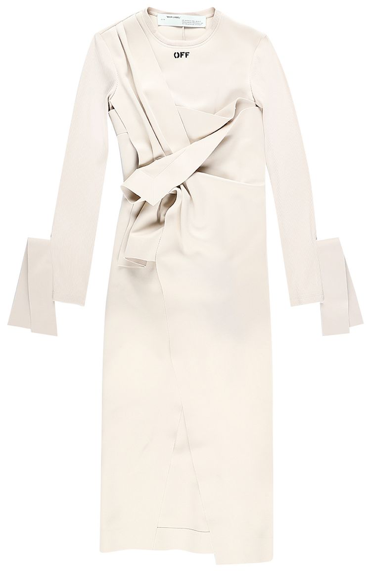 Off White Wrap Shirt Dress Beige