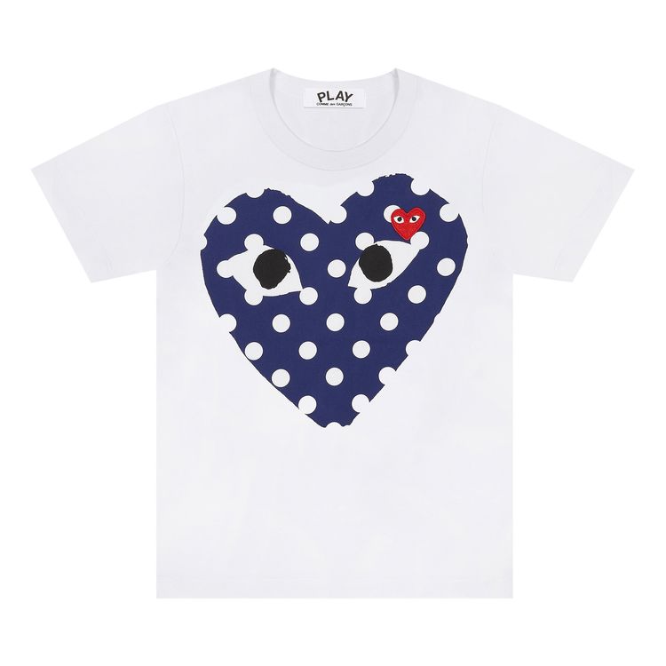 Comme des Garcons PLAY Polka Dot Big Heart T Shirt White