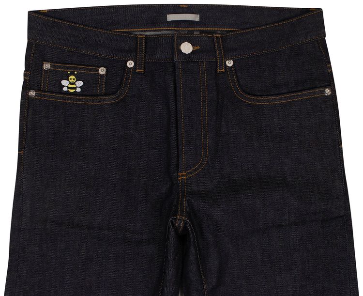 Dior x KAWS Bee Patch Slim Fit Jeans Blue