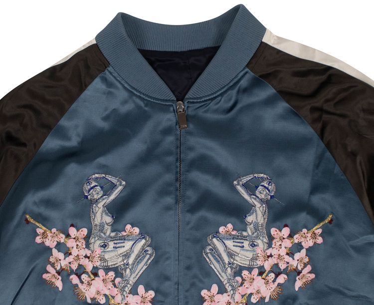 Dior x Sorayama Embroidered Souvenir Bomber Jacket Blue