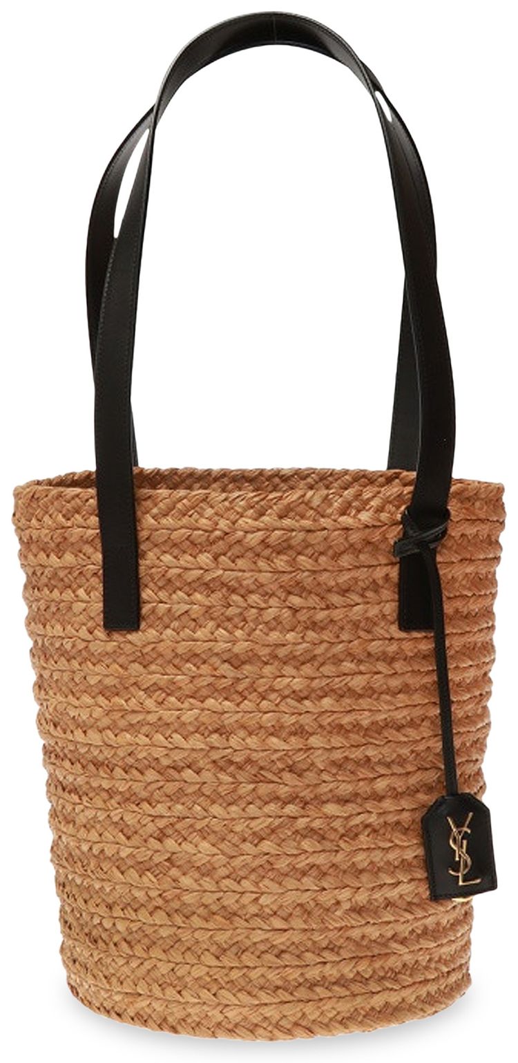 Saint Laurent Raffia Bucket Bag NaturaleNero