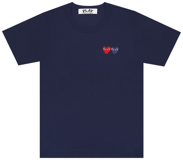 Comme des Garcons PLAY Double Heart T Shirt Navy