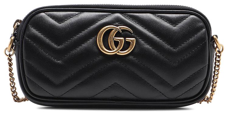 Gucci GG Marmont Matelasse Zip Top Super Mini Bag Black