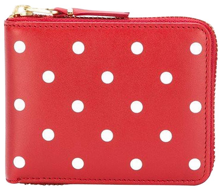 Comme des Garcons Polka Dots Printed Wallet Red