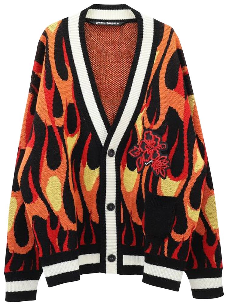 Palm Angels Burning Cardigan Black