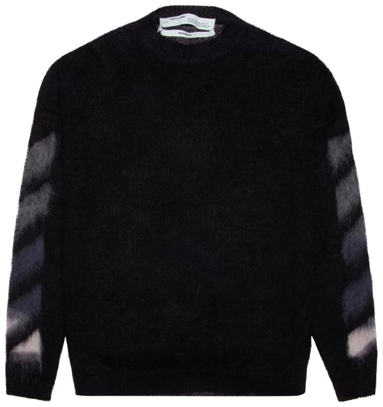 Off White Diag Brushed Mohair Crewenck Black
